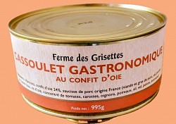 Cassoulet au Confit d’Oie et Saucisse de Toulouse.                               Boite 995 grs..
